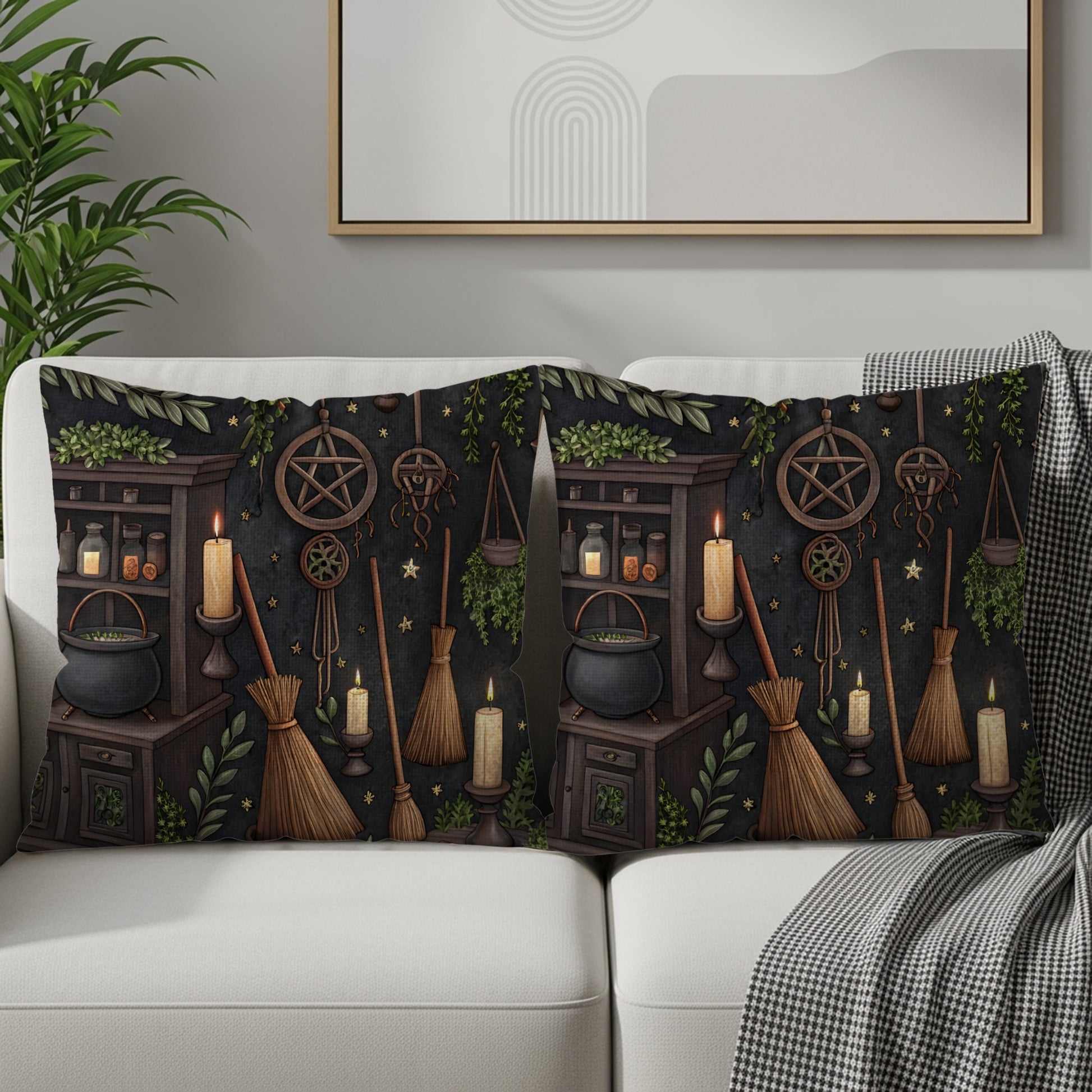Witchcraft Themed Decorative Pillow Covers Set of 2
