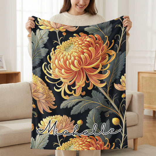 Personalized Michelle Floral Print Blanket