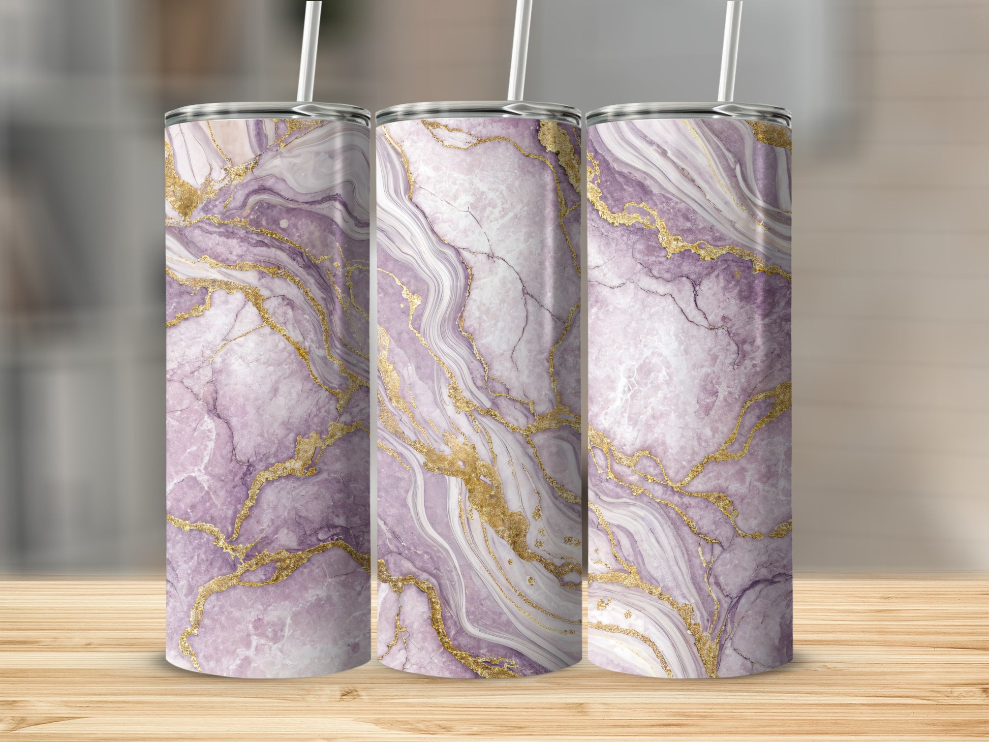 Elegant Purple and Gold Marble Design Tumbler