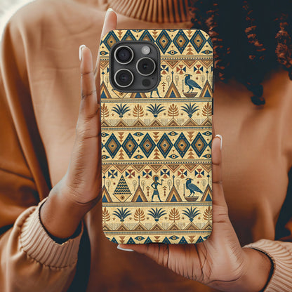 Egyptian Style Pattern with Figures Aztec Inspired Custom Phone Case - Walk Greener