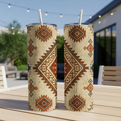 Southwest Geometric Design Tall Tumbler with Straw
