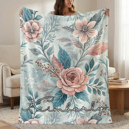 Personalized Floral Design Kimberly Throw Blanket