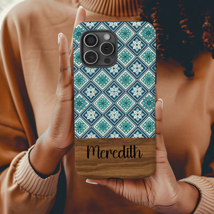 Personalized Floral Pattern Phone Case with Custom Name