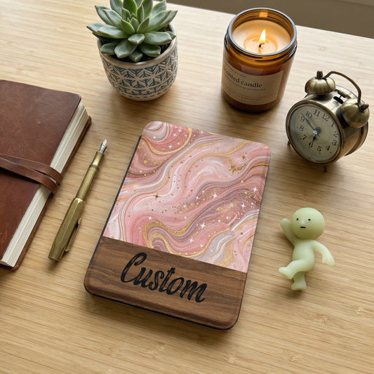 Custom Pink and Gold Swirl Design Journal Product