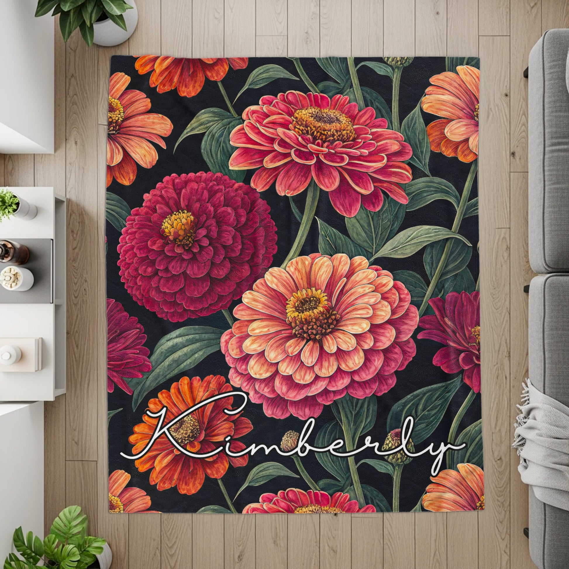 Dark Floral Custom Name with Vibrant Blooms Pattern - Walk Greener