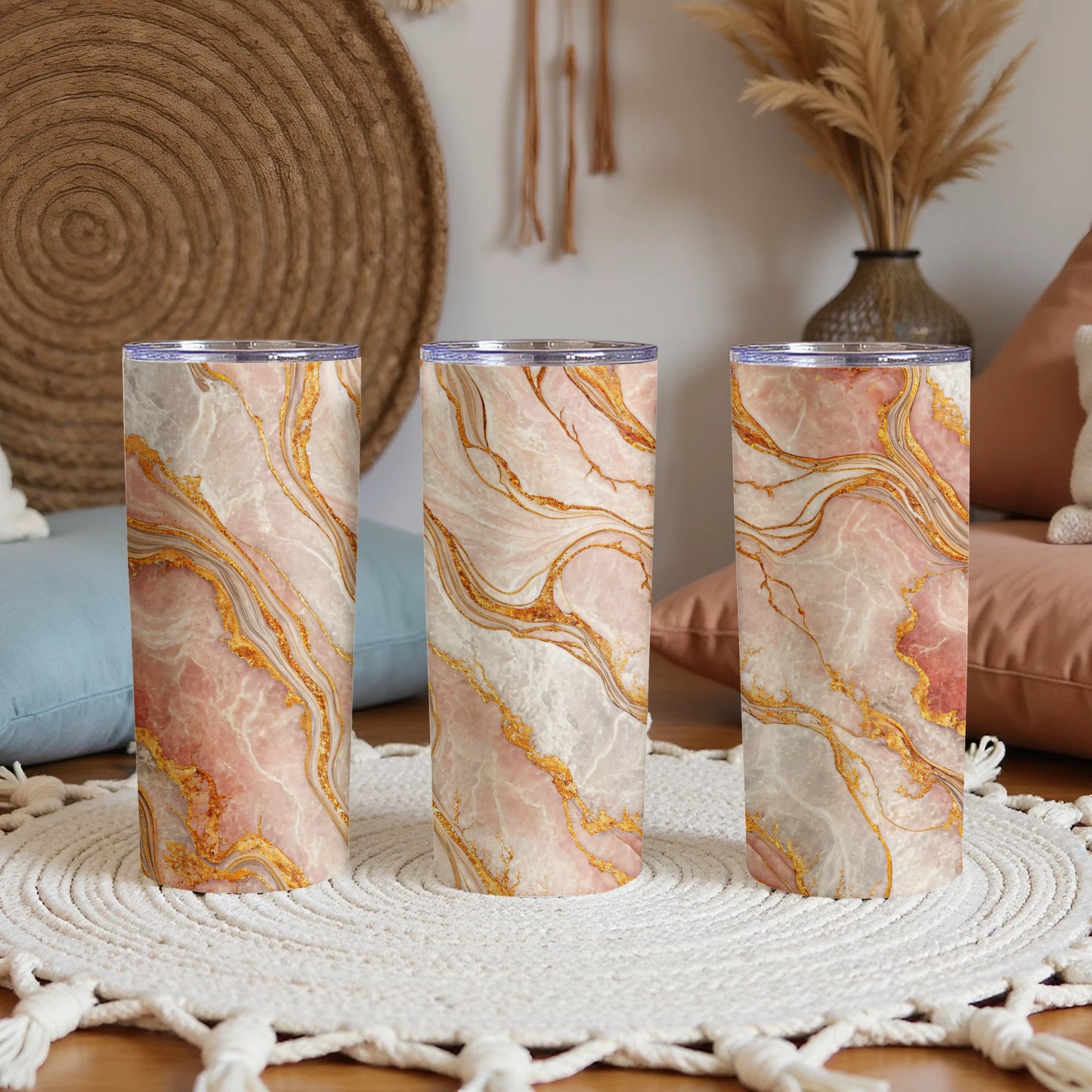 Elegant Marble Pattern Insulated Tumbler Cup