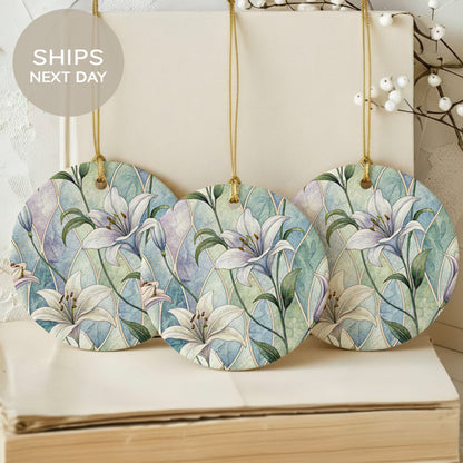 Lily Floral Design Hanging Ornament Next Day Shipping