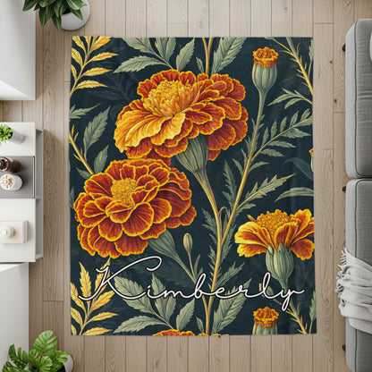 Custom Floral Pattern with Custom Name on it Custom Blanket - Walk Greener
