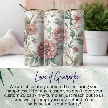 Floral Artwork Illustration for 20 oz Skinny Tumbler - Walk Greener