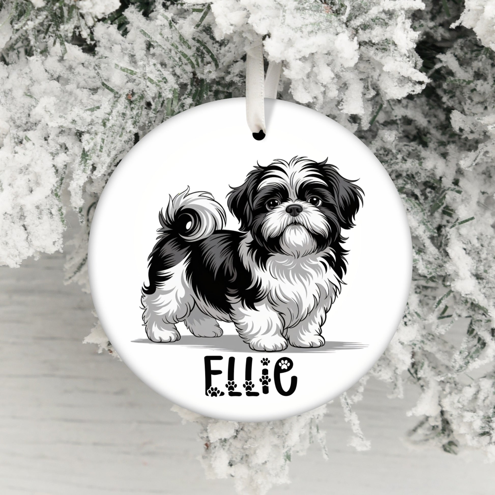 Custom Dog Illustration Ornament with Name product