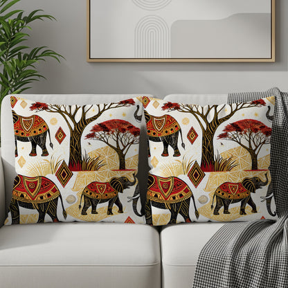 African Elephant and Tree Scenic Throw Pillow Product