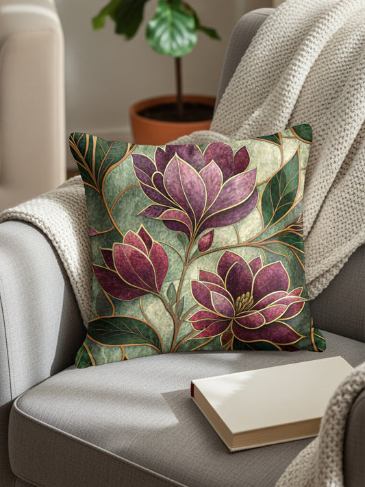Purple Floral Arrangement Style Seamless Pattern Art Throw Pillows - Walk Greener