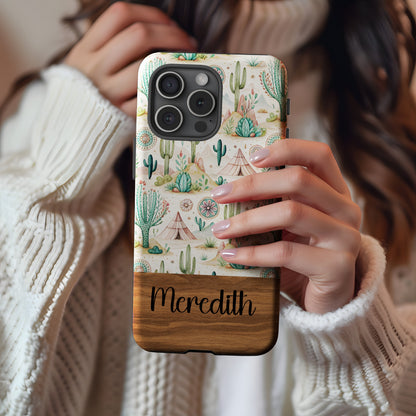 Personalized Desert Cactus Theme Phone Case with Name