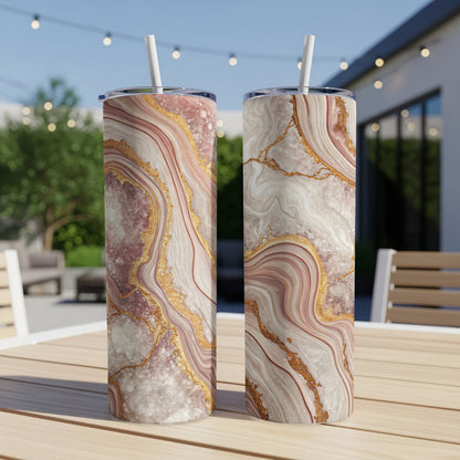 Pink and Gold Marble Design Insulated Tumbler Cup