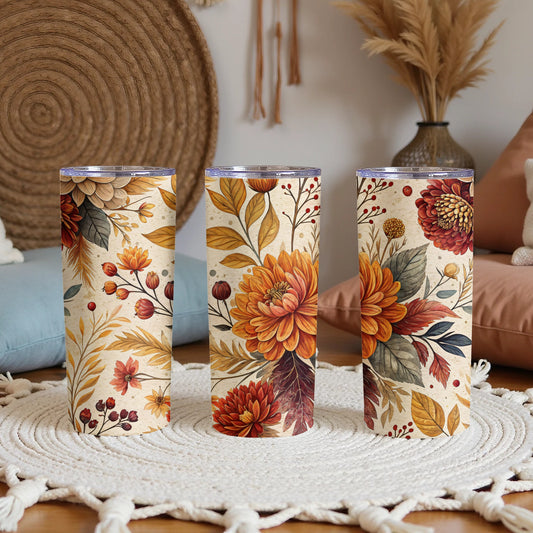 Elegant Autumn Floral Design Travel Tumbler