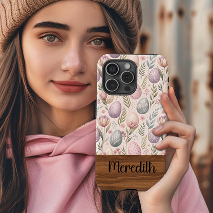 Personalized Pastel Floral and Easter Egg Phone Case
