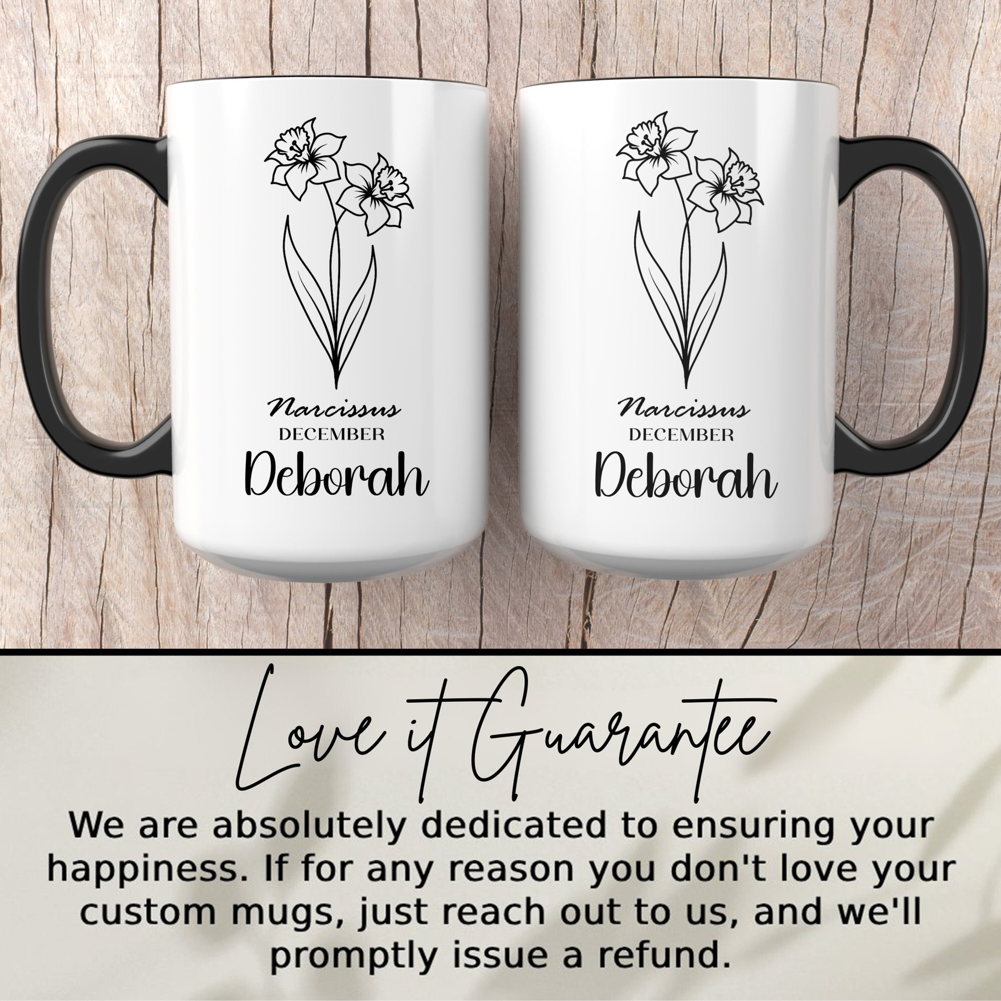 Narcissus December Personalized Deborah Mug Gift