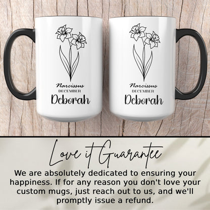 Narcissus December Personalized Deborah Mug Gift