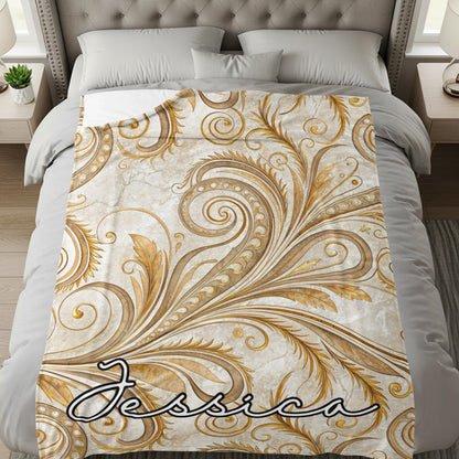 Elegant Swirl Design Personalized Jessica Blanket