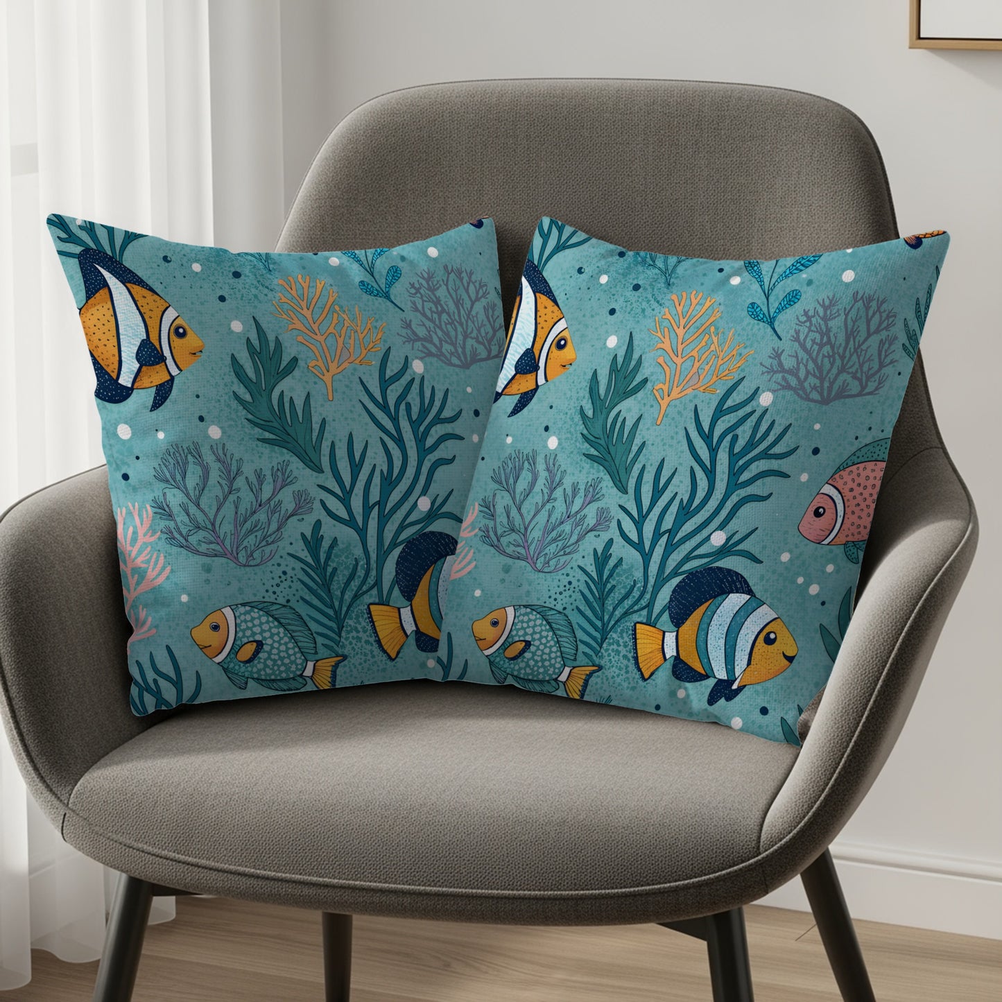 Ocean Life Decorative Pillow Covers Set of Two