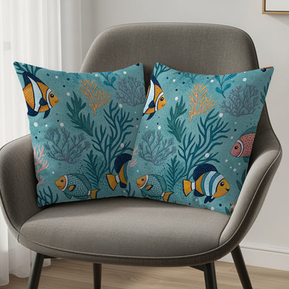 Ocean Life Decorative Pillow Covers Set of Two