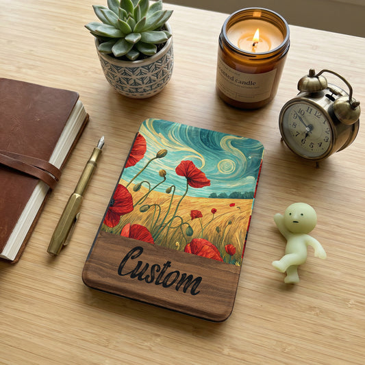 Custom Floral Art Design Notebook with Poppies