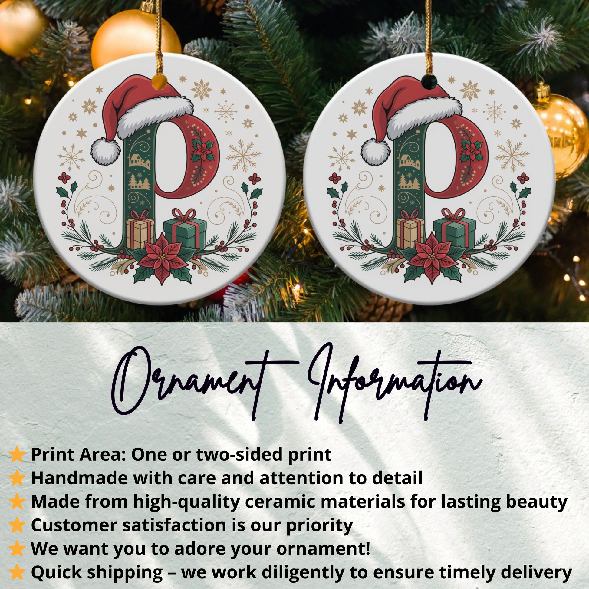 Holiday Ornament with Initial P Design product