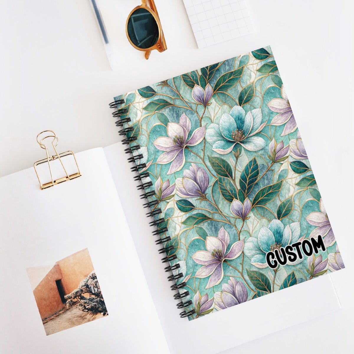 Custom Floral Design Spiral Notebook Customizable