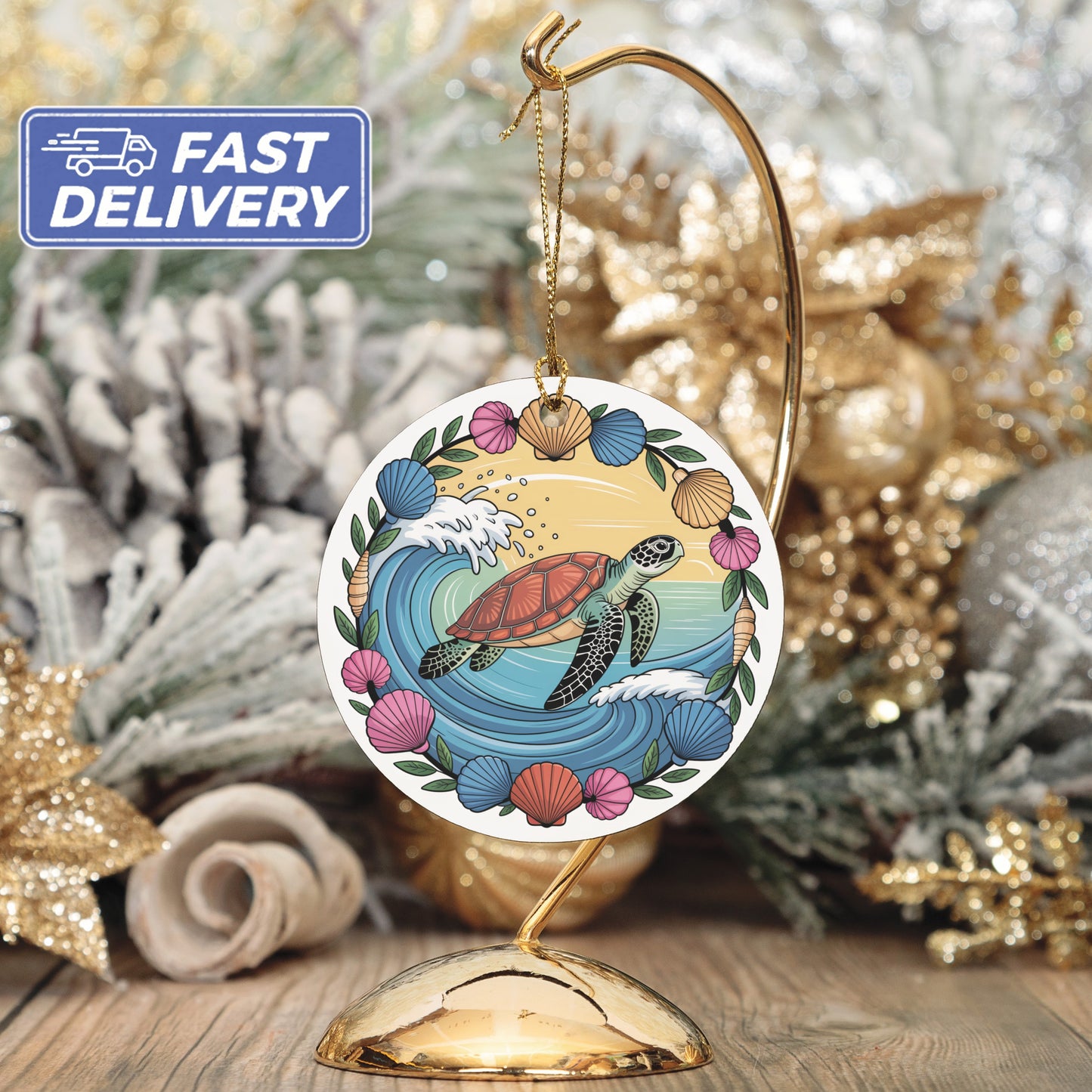 Sea Turtle Festive Ornament with Fast Delivery product