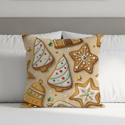 Festive Holiday Gingerbread Cookies Throw Pillow
