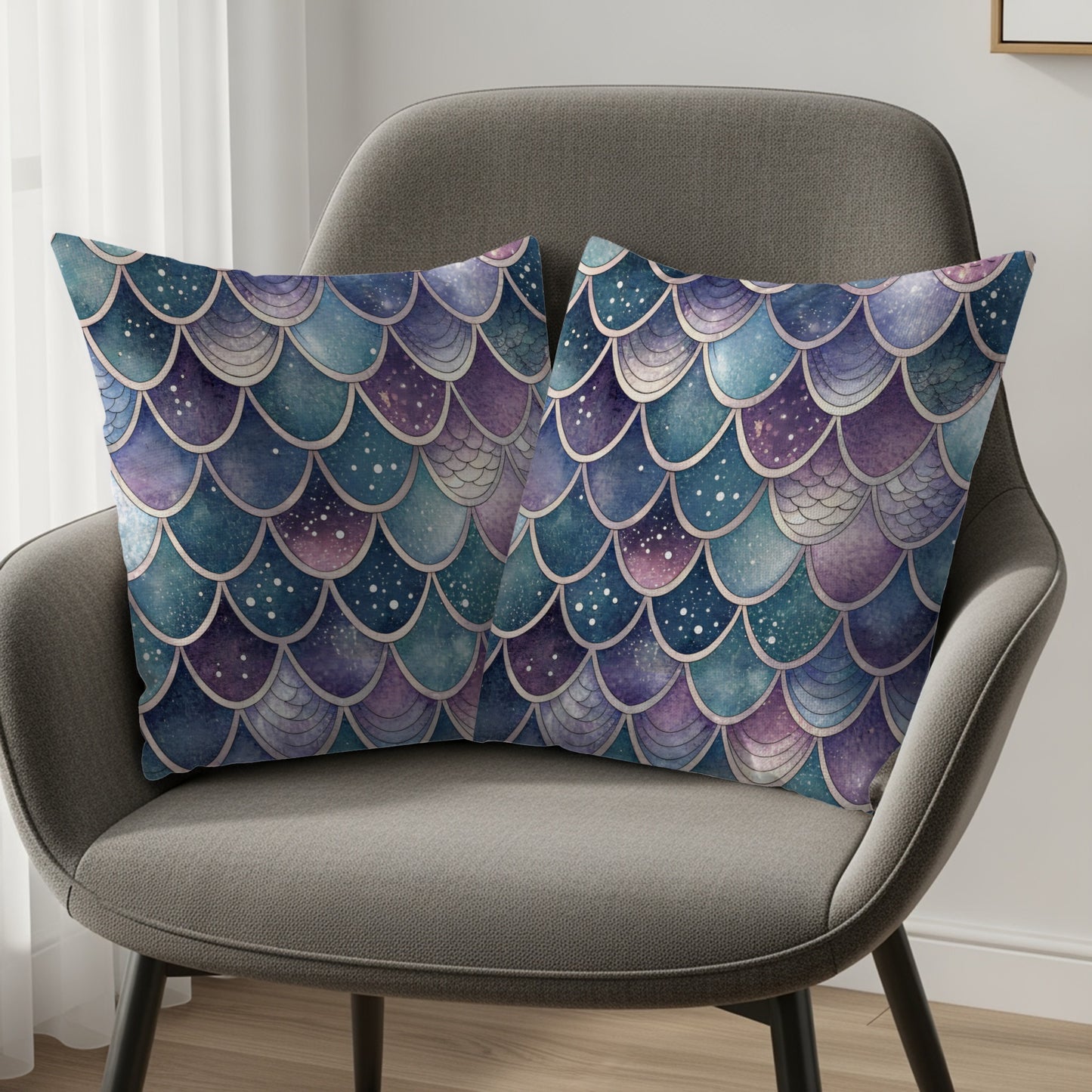 Beautiful Mermaid Scale Pattern Throw Pillow Set