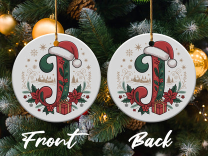 Christmas Ornament Letter J Santa Hat Holiday product