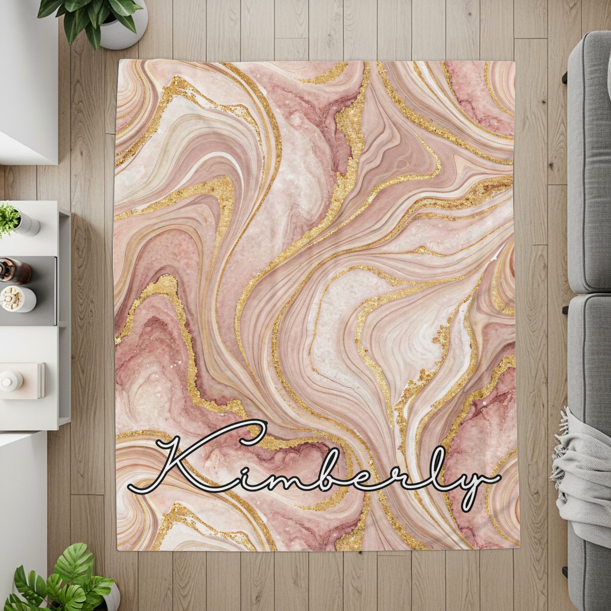 Elegant Swirl Design with Kimberly Name Rug