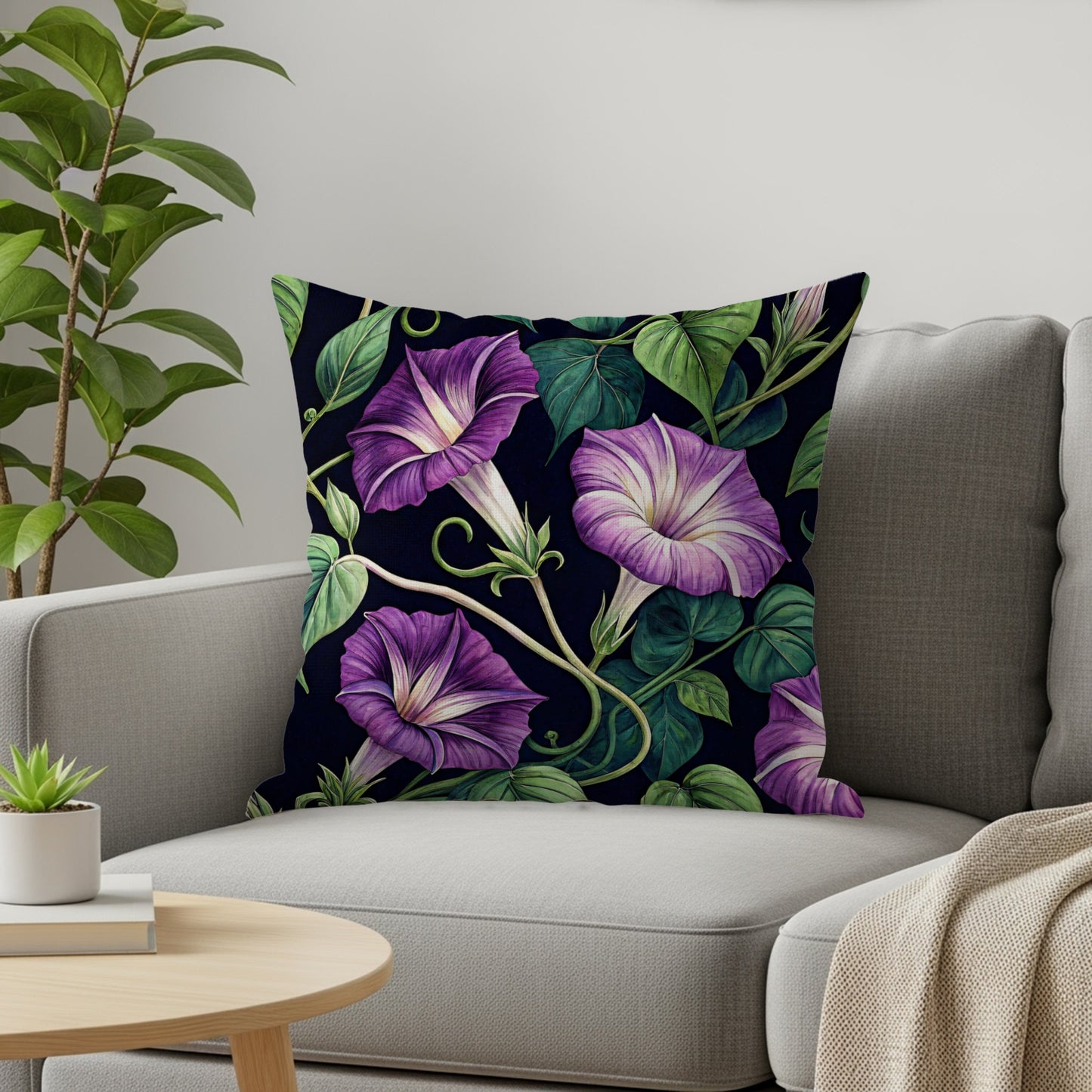 Elegant Floral Pattern Morning Glory Cushion Pillow