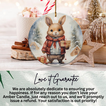 Adorable Rabbit with Gifts Scene Christmas Ornament product