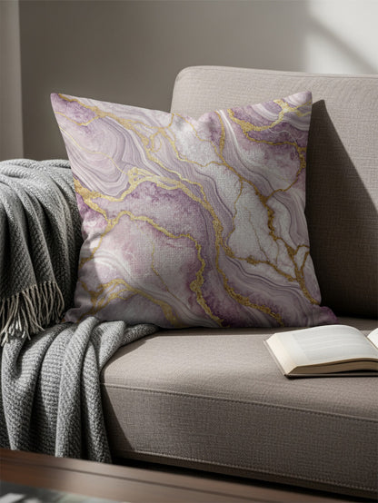 Marble Effect Purple and Gold Accent Pillow Product