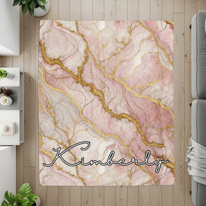 Pink Marble Design Personalized Name Kimberly Rug