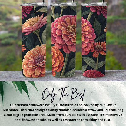 Floral Insulated Skinny Tumbler with Straw and Lid
