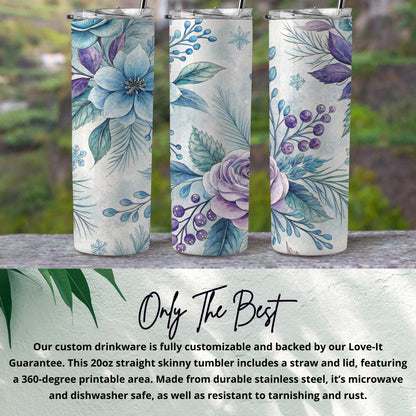 Floral Patterned 20oz Drink Tumbler with Straw Lid