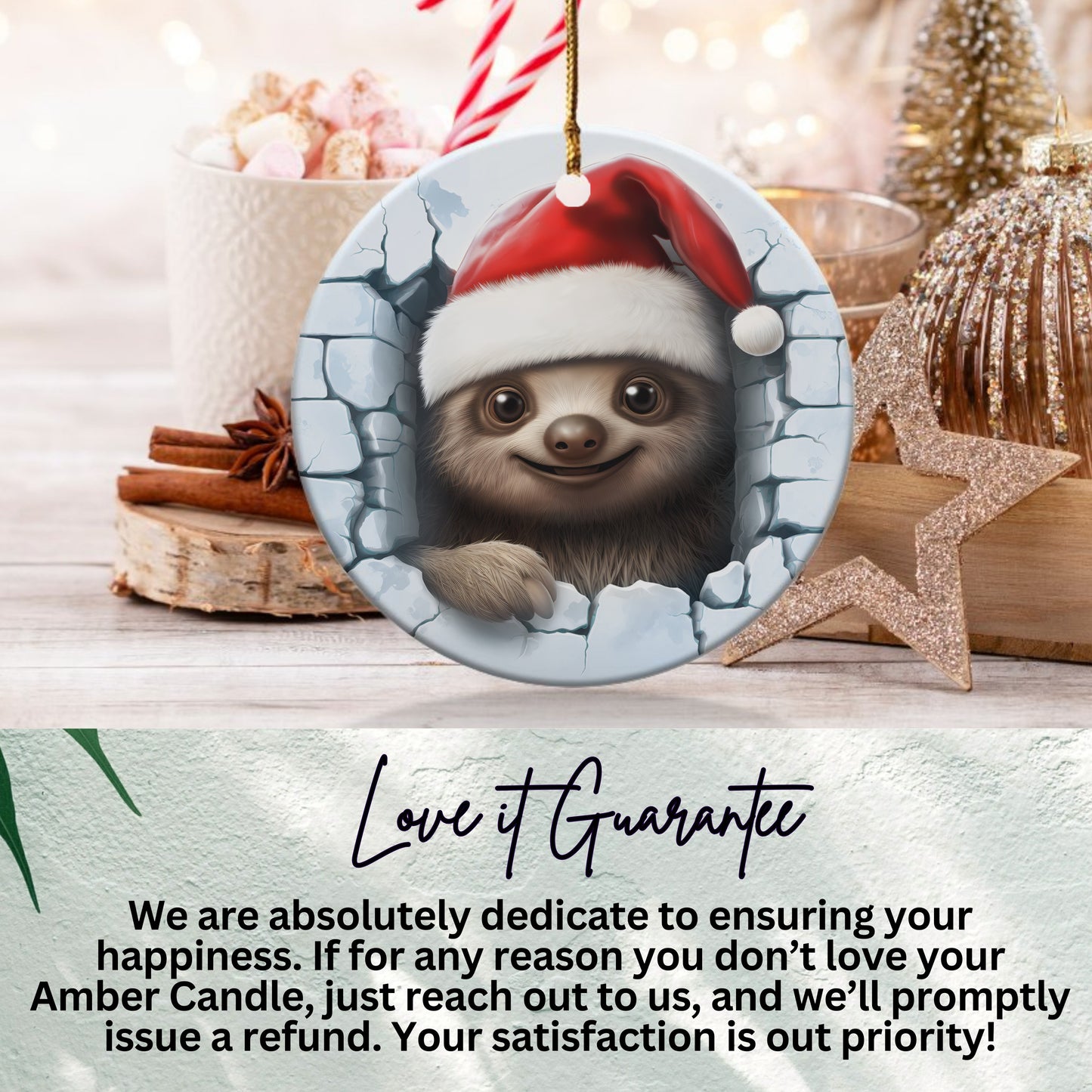 Christmas Sloth Santa Ornament with Love it Guarantee product