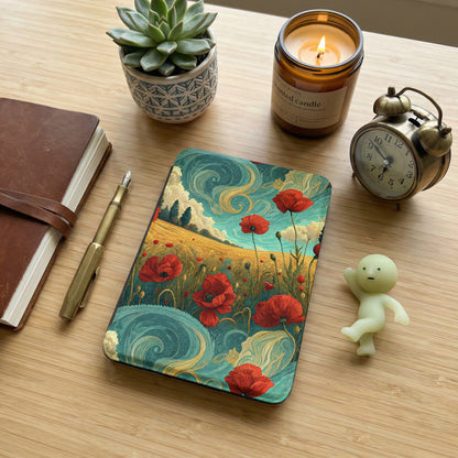 Artistic Poppy Field Design Journal With Scenic Landscape