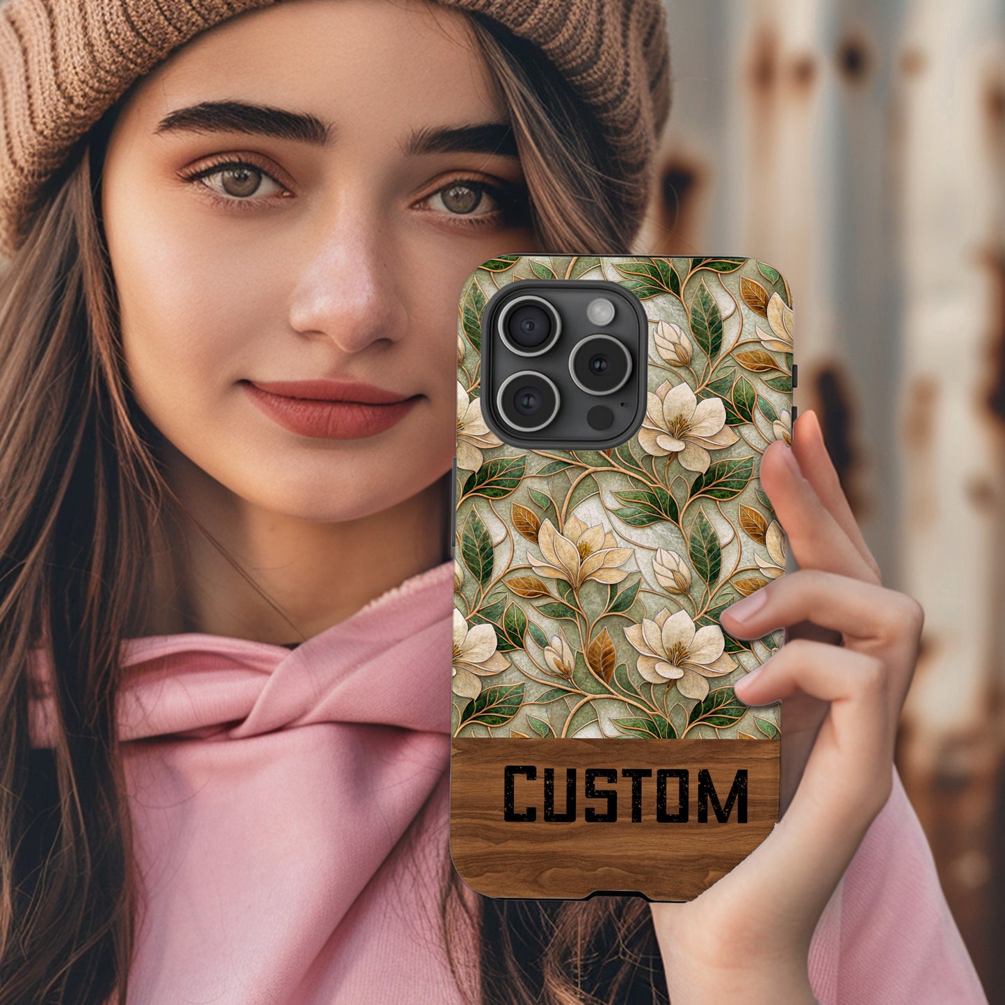 Floral Design Custom Phone Case with Personalized Text