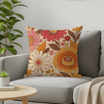 Vibrant Floral Print Throw Pillow for Living Room Decor