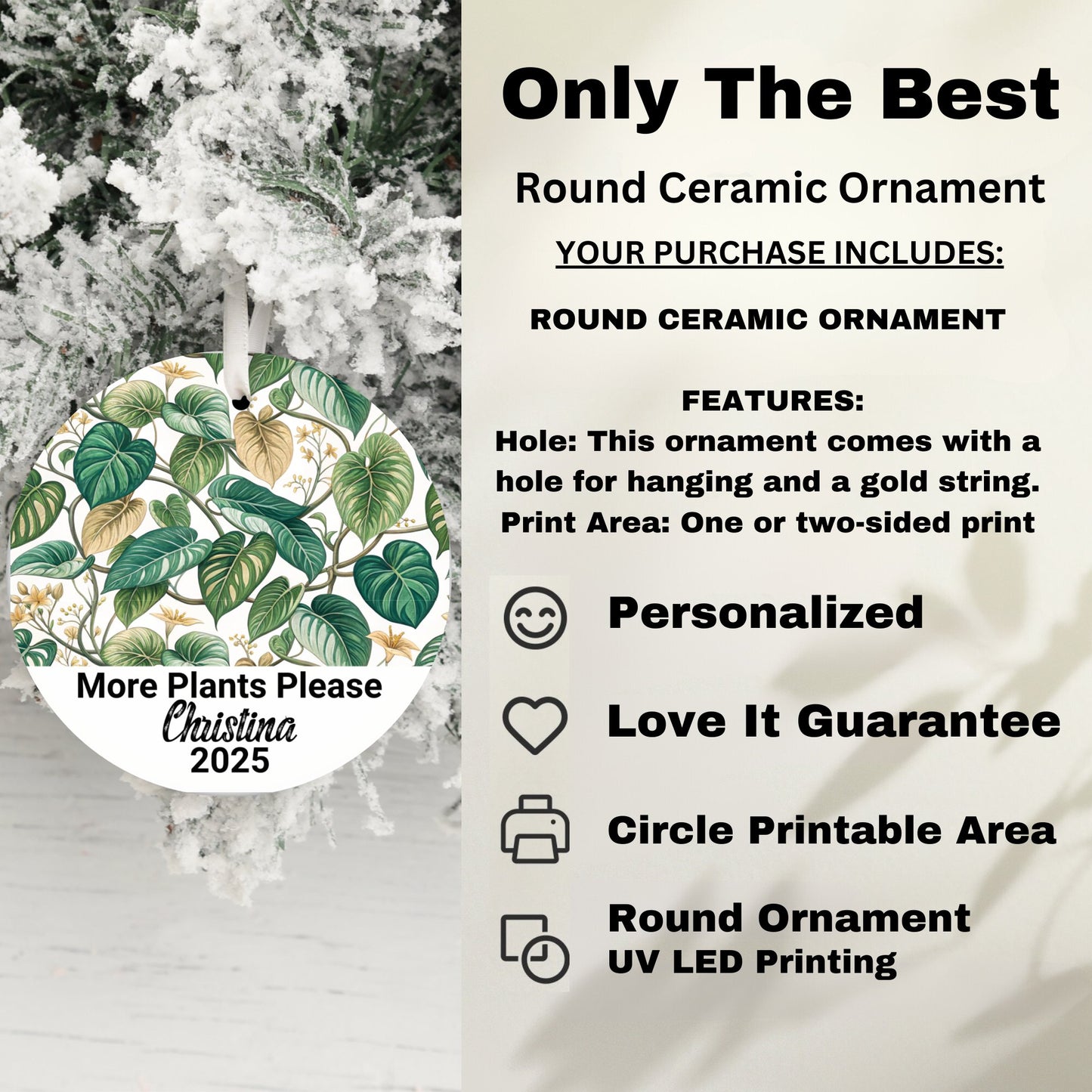 'Personalized Round Ceramic Ornament Holiday Decoration product type'