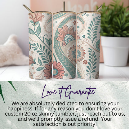Custom 20 oz Skinny Tumbler with Floral Design