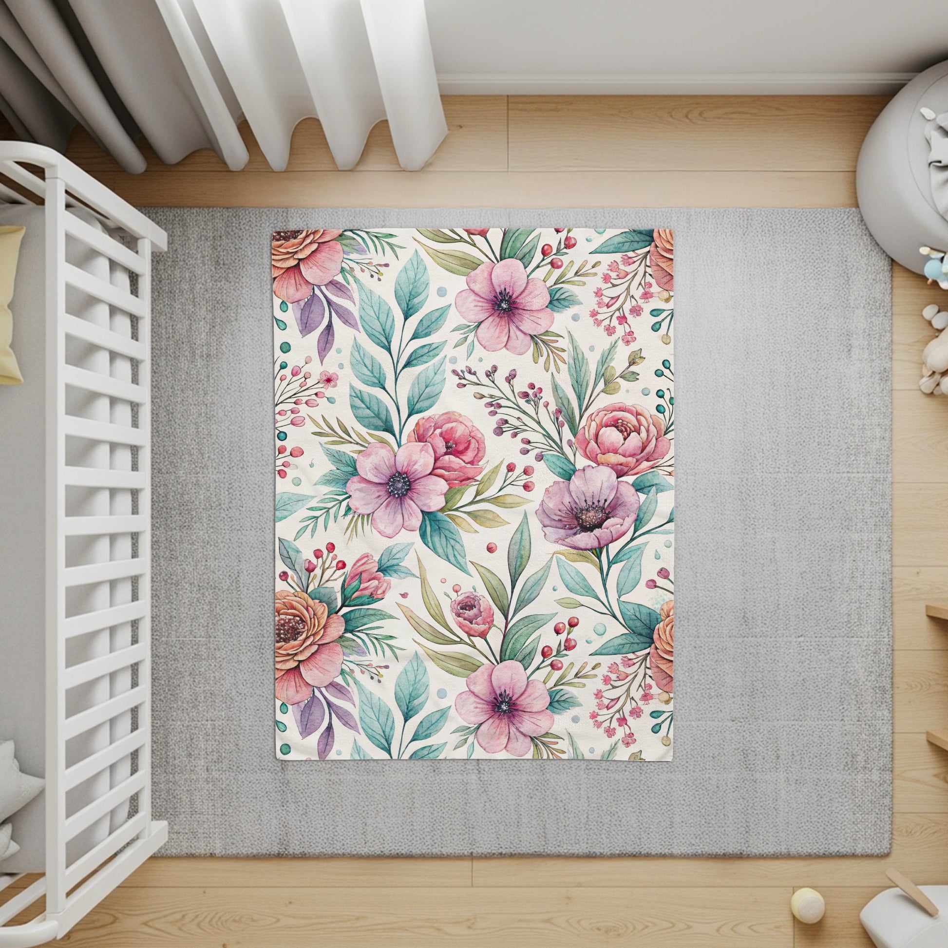 Floral Bouquet Artwork on Velveteen Plush Blankets - Walk Greener