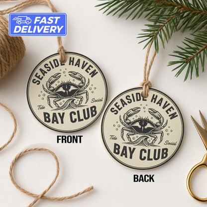 Seaside Haven Bay Club Crab Front Back Ornament product type