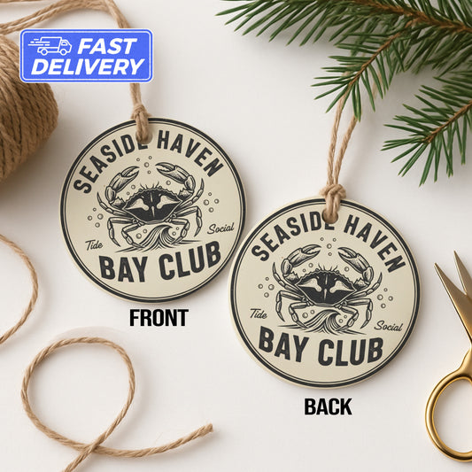 Seaside Haven Bay Club Crab Front Back Ornament product type