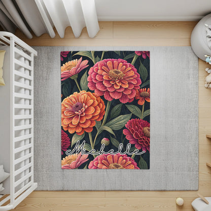 Vivid Floral Arrangement Custom Name Design Special Blankets - Walk Greener