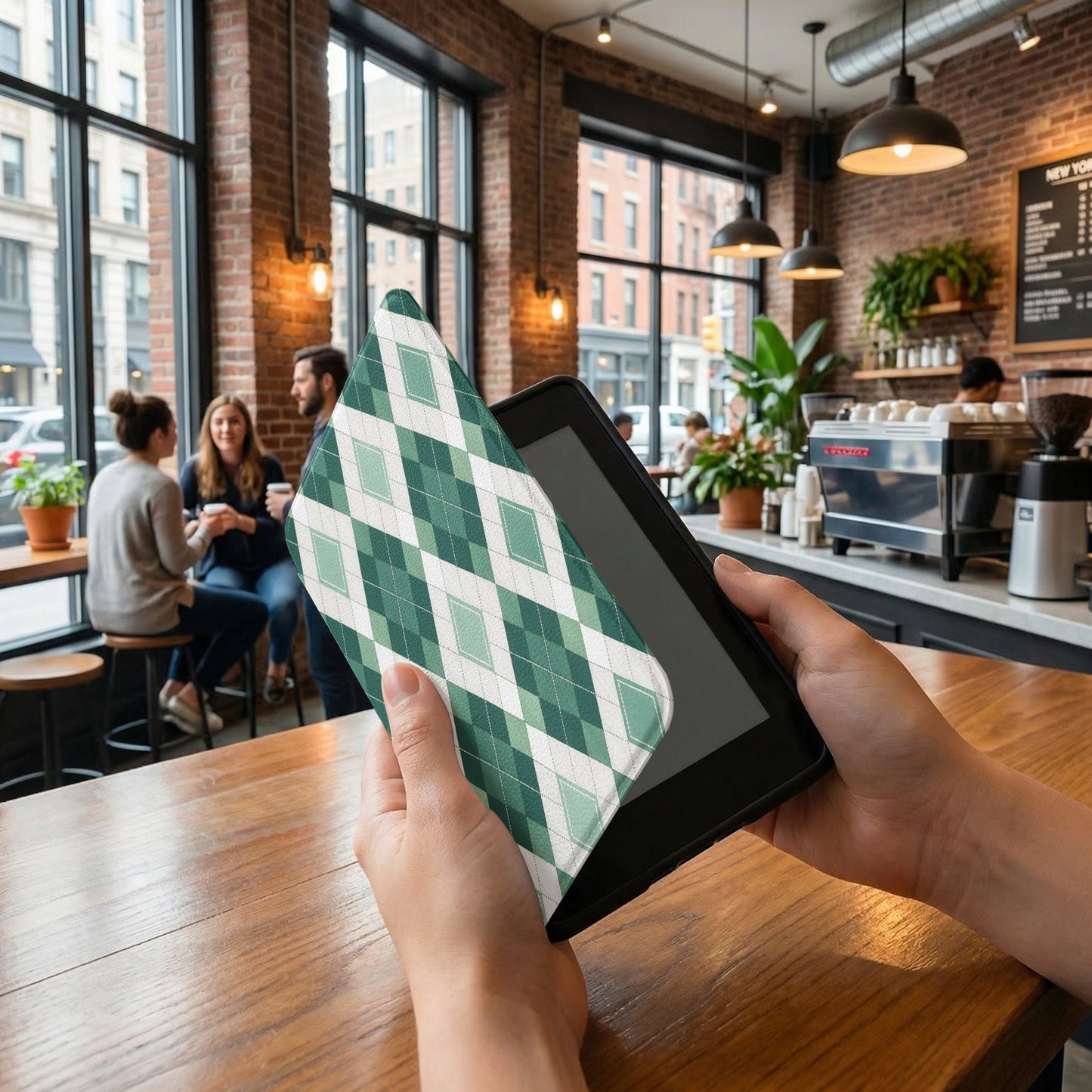 Green Argyle Pattern Tablet Sleeve Case Cover